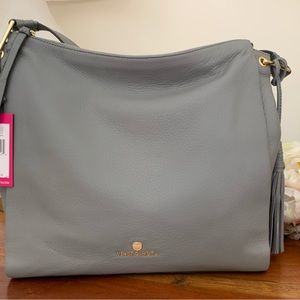 NWT Vince Camuto Pebbled Leather ‘Cesil Hobo’ Gray Tassel Shoulder Tote Bag
